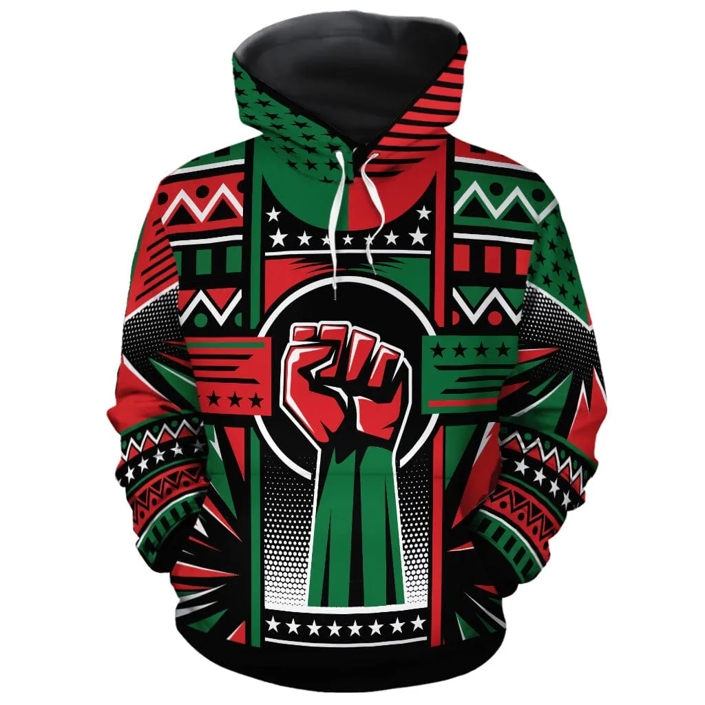 Power Fist And Patterns In Pan African Colors All-over Hoodie And Joggers Set