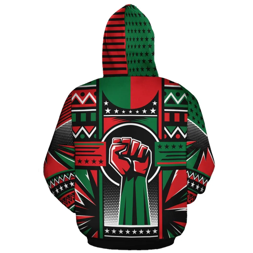 Power Fist And Patterns In Pan African Colors All-over Hoodie And Joggers Set