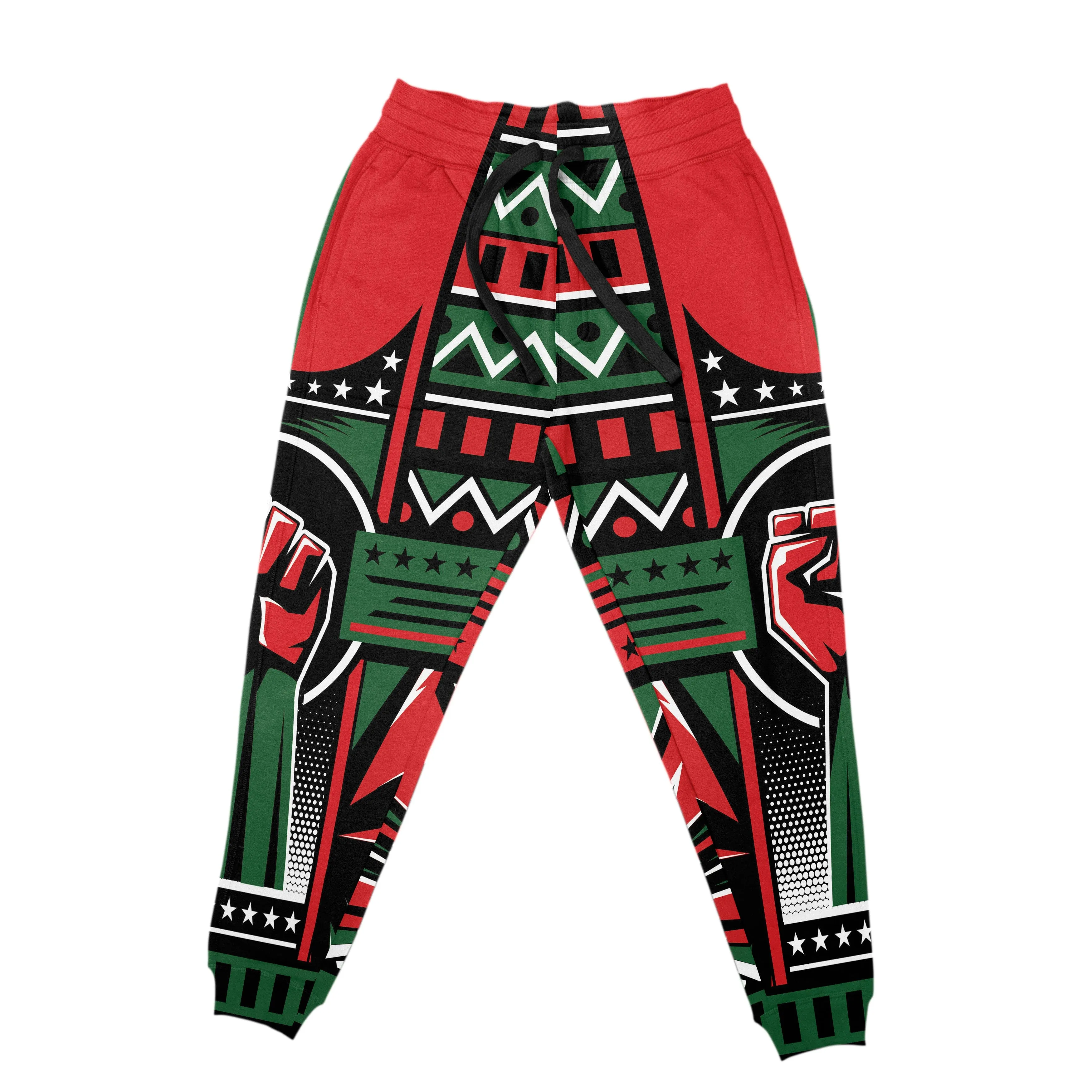 Power Fist And Patterns In Pan African Colors All-over Hoodie And Joggers Set