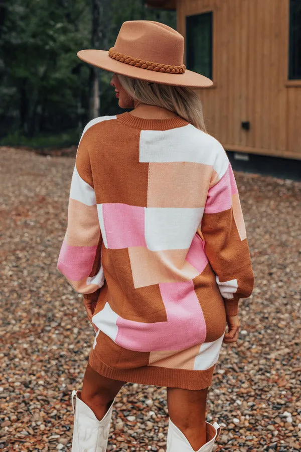 Pumpkin Spice Feels Color Block Sweater Dress