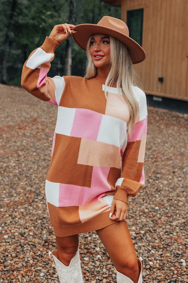 Pumpkin Spice Feels Color Block Sweater Dress