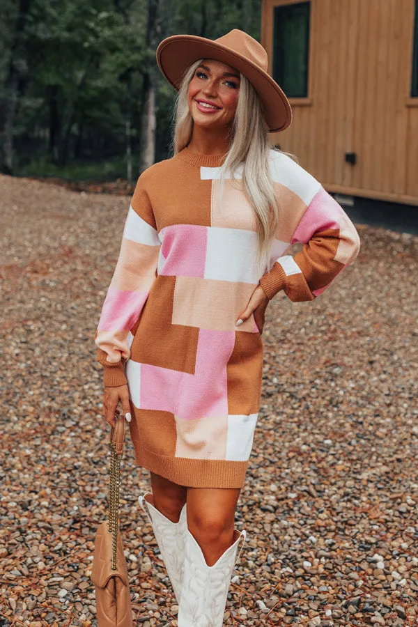 Pumpkin Spice Feels Color Block Sweater Dress