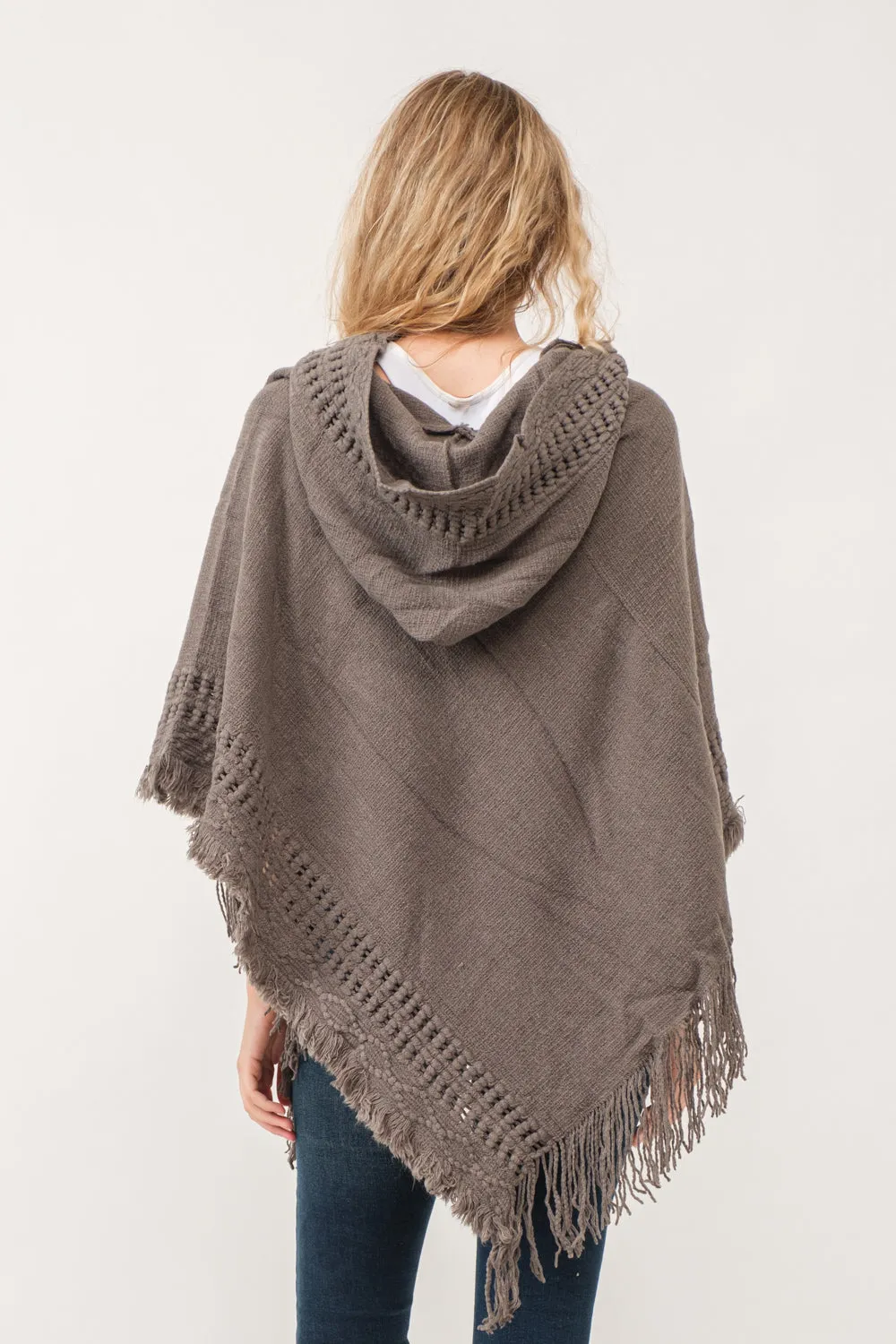 RAJ DYAN HOODED PONCHO CAPE DEEP GRAY