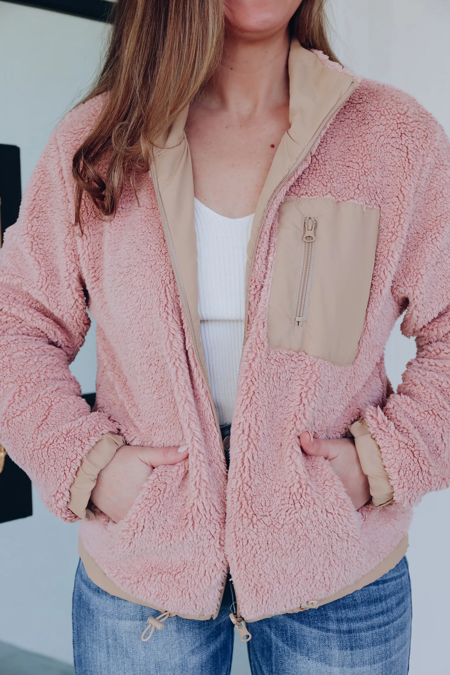 Rambler Peak Reversible Sherpa Jacket - Blush/Taupe