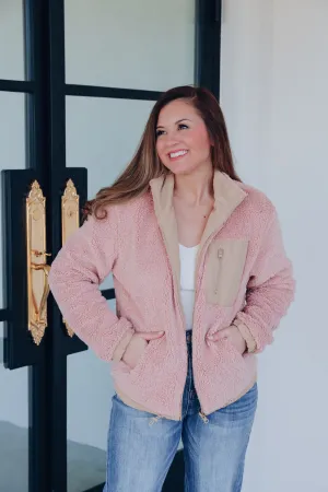 Rambler Peak Reversible Sherpa Jacket - Blush/Taupe