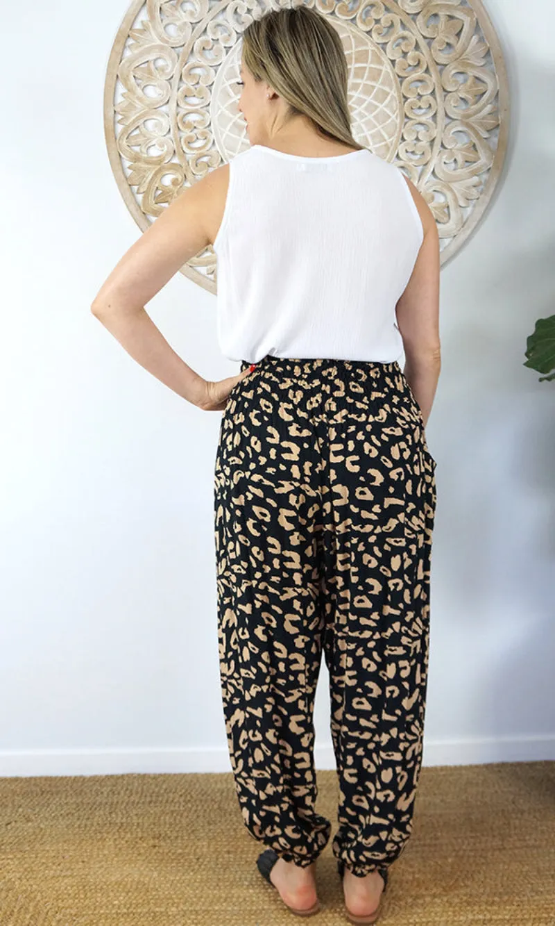 Rayon Pant Harem Walnut Black