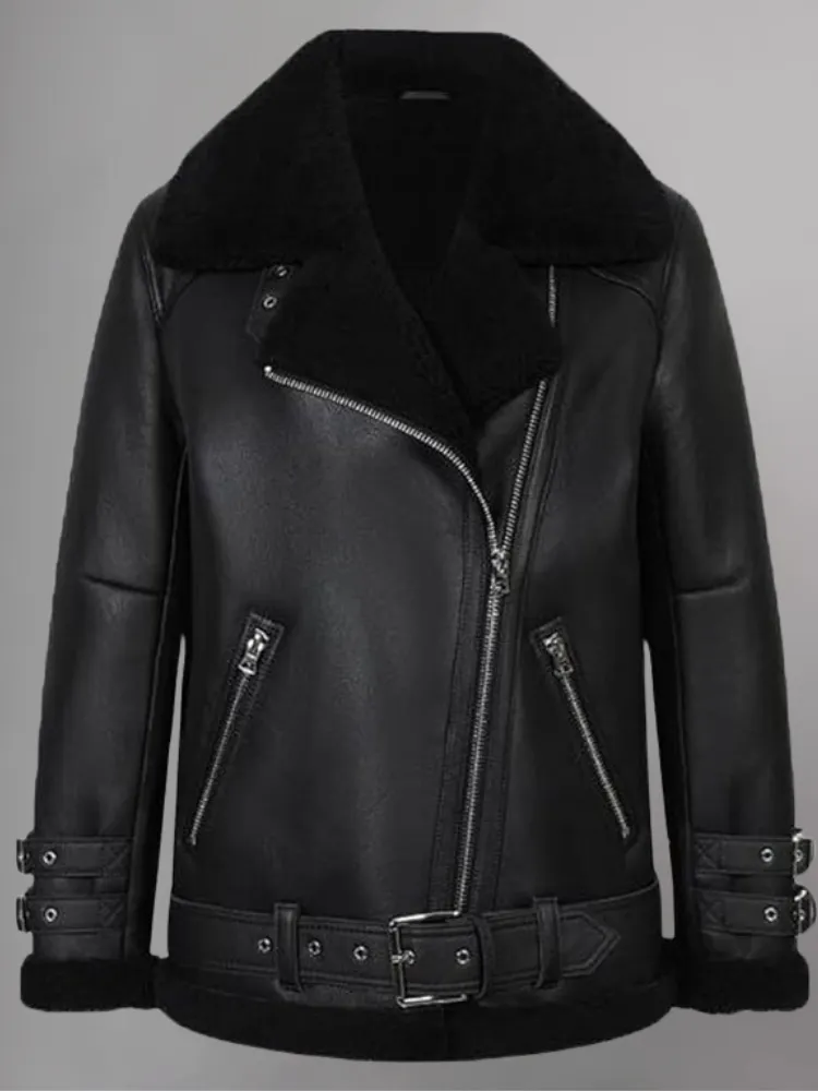 Real Leather Shearling Moto Jackets