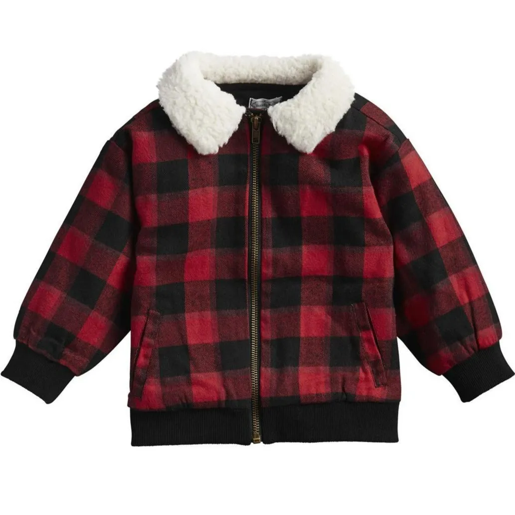 Red Buffalo Plaid Check Sherpa Jacket | Mud Pie