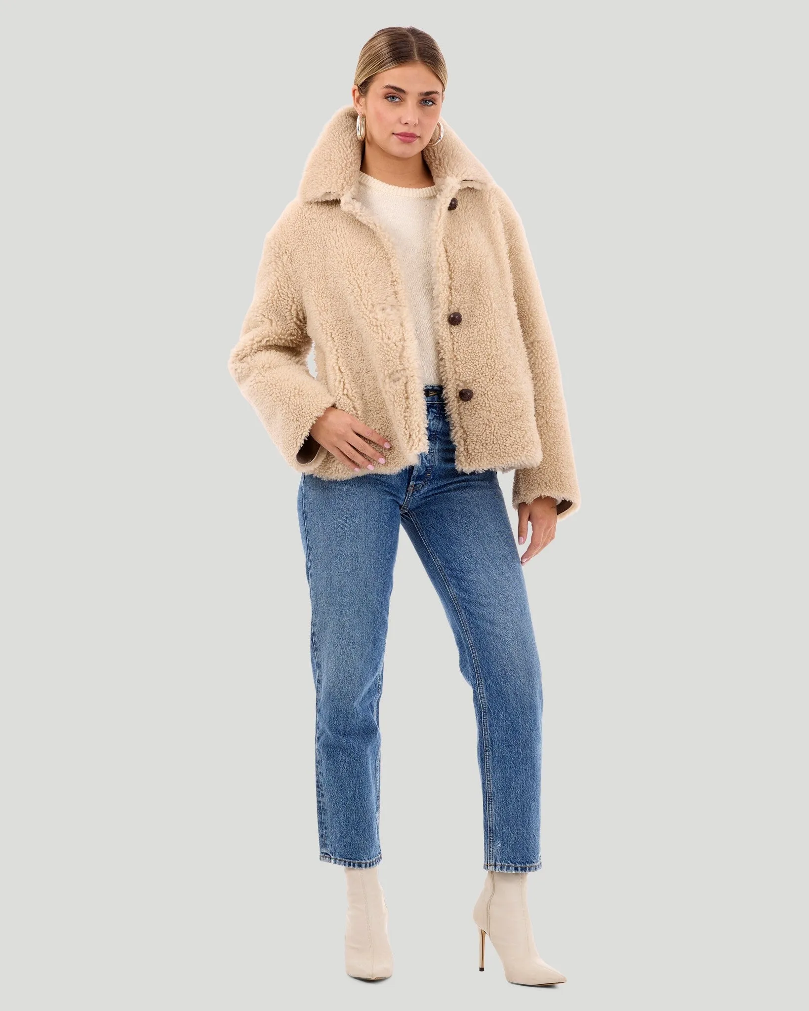 Reversible Long Hair Shearling Lamb Jacket