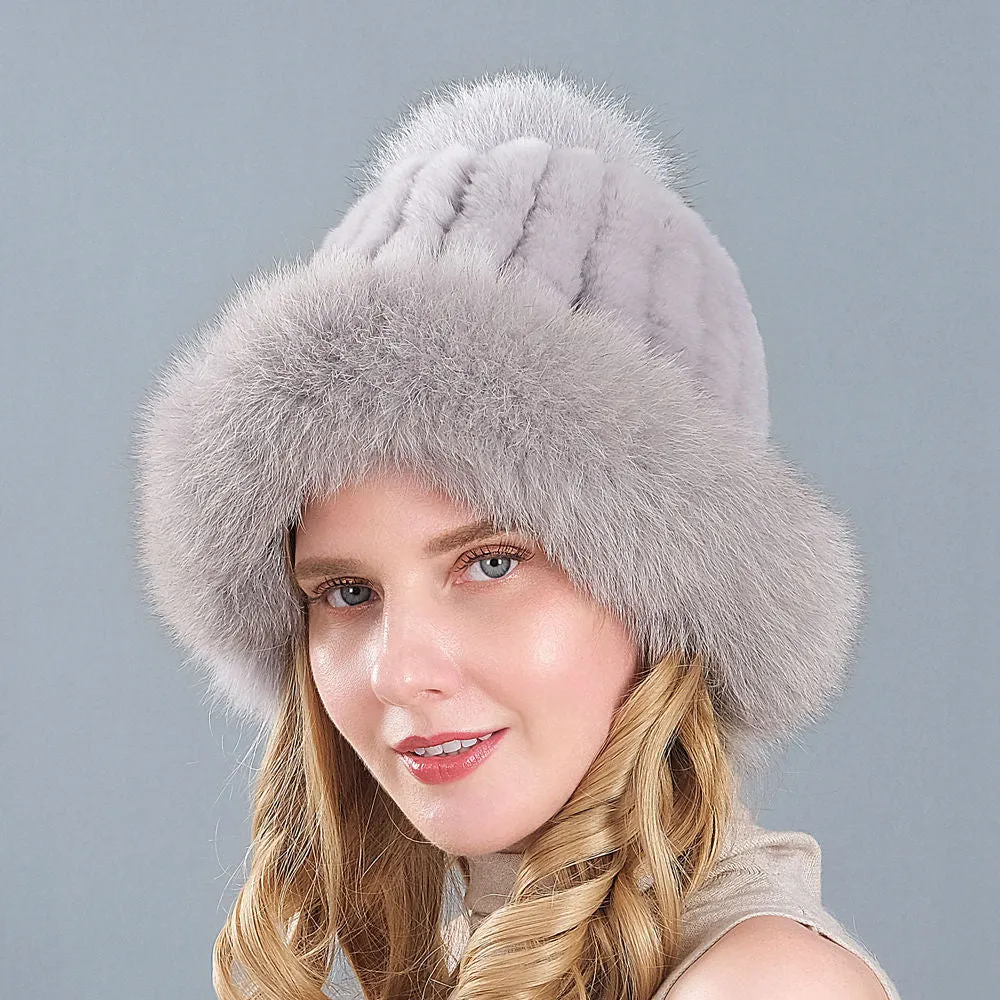 Rex rabbit fur hat women autumn and winter warm ear protection hat beanie hat