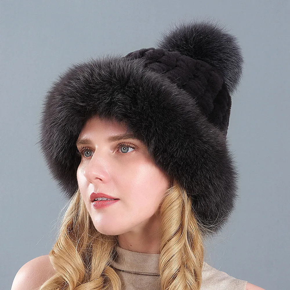 Rex rabbit fur hat women autumn and winter warm ear protection hat beanie hat