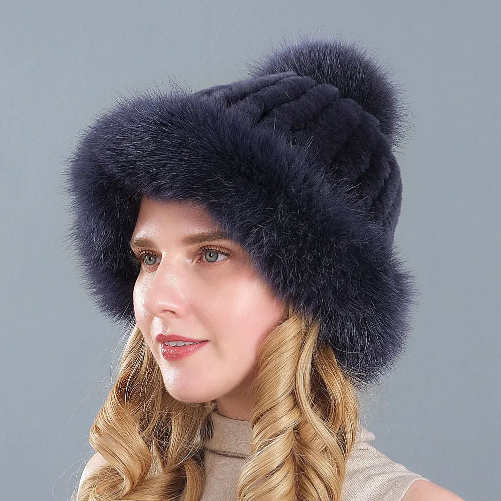 Rex rabbit fur hat women autumn and winter warm ear protection hat beanie hat