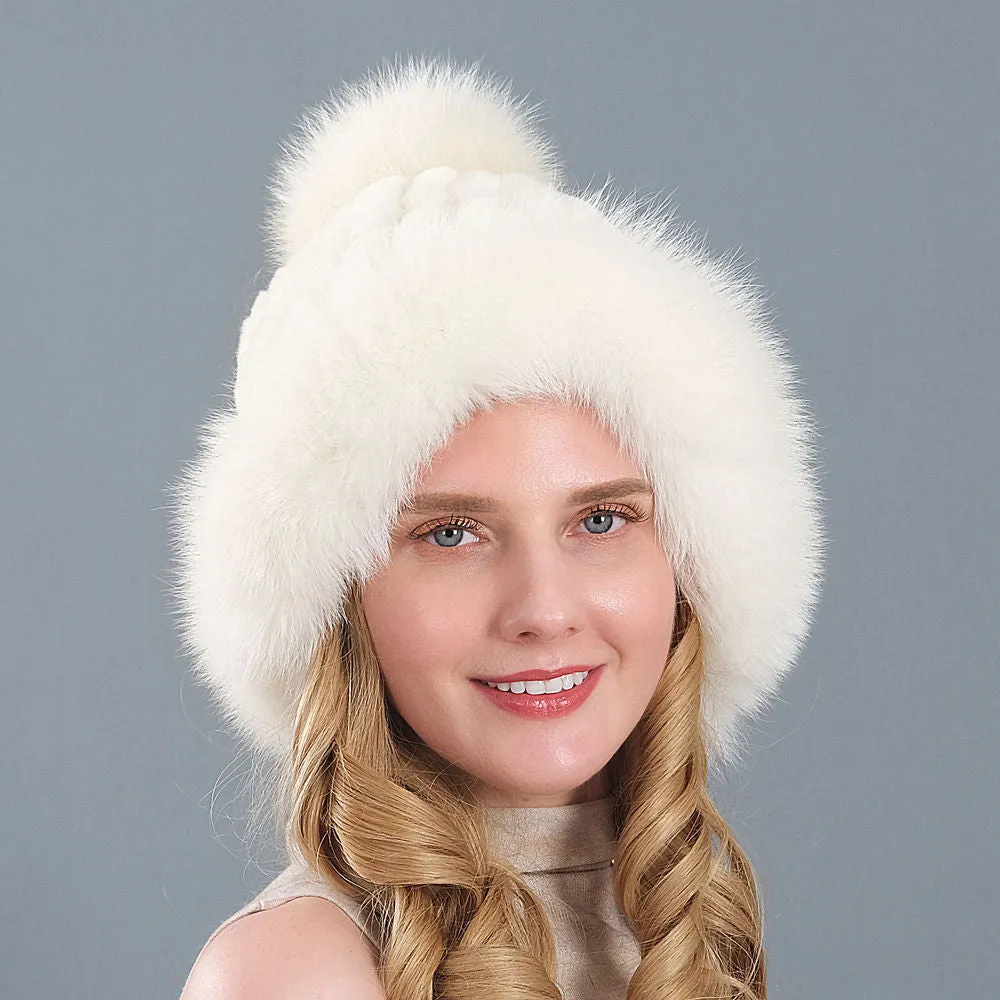 Rex rabbit fur hat women autumn and winter warm ear protection hat beanie hat