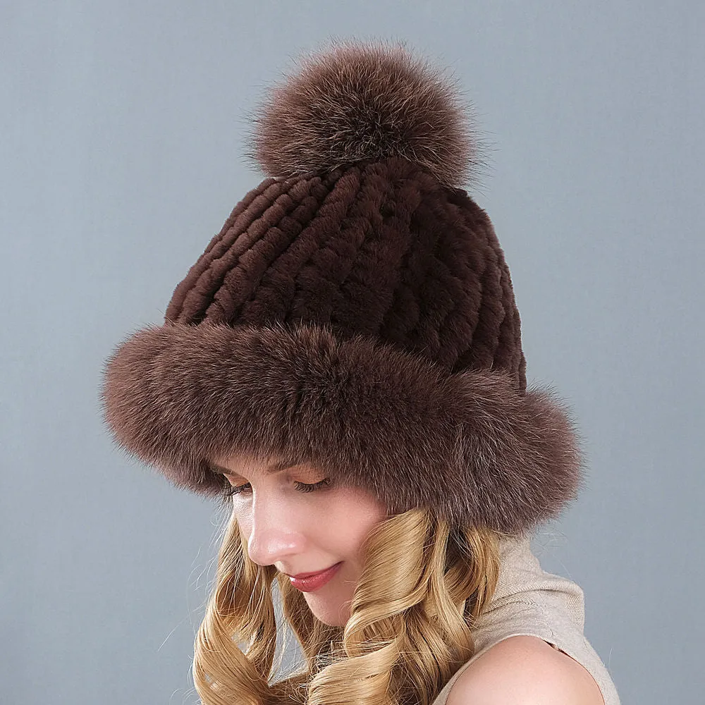 Rex rabbit fur hat women autumn and winter warm ear protection hat beanie hat