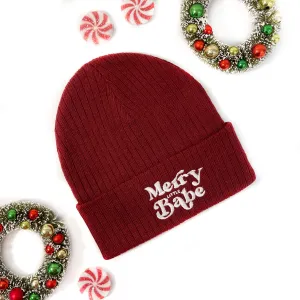 Ribbed Beanie - Merry Little Babe - Maroon