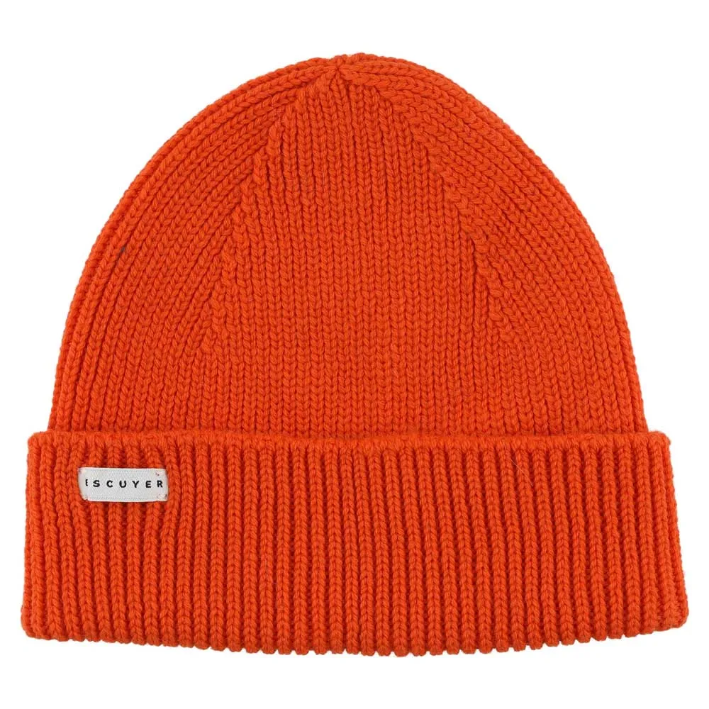 Ribbed Merino Beanie / Bold Orange