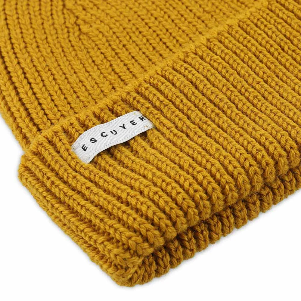 Ribbed Merino Beanie / Mustard