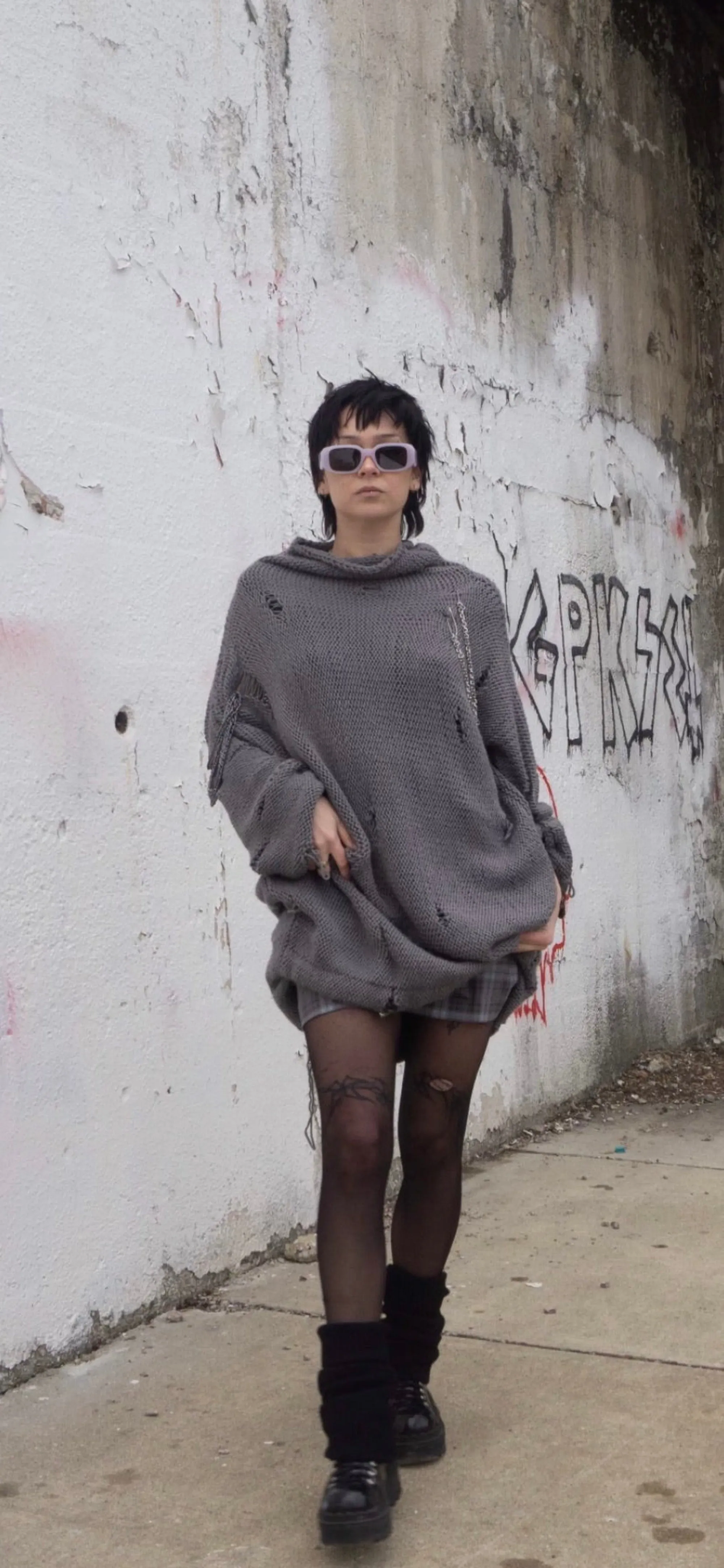 Ripped Hand Knit Tunic/Dress