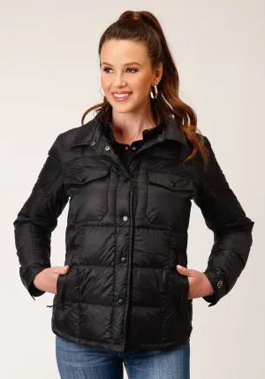 Roper Womens Down Shirt Black Nylon Insulated Jacket