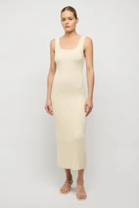 Rowan Square Neck Cotton Knit Dress in Natural