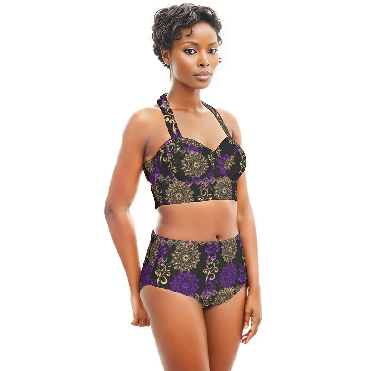 Royal Hues Women's Halter Top Swimsuit Set