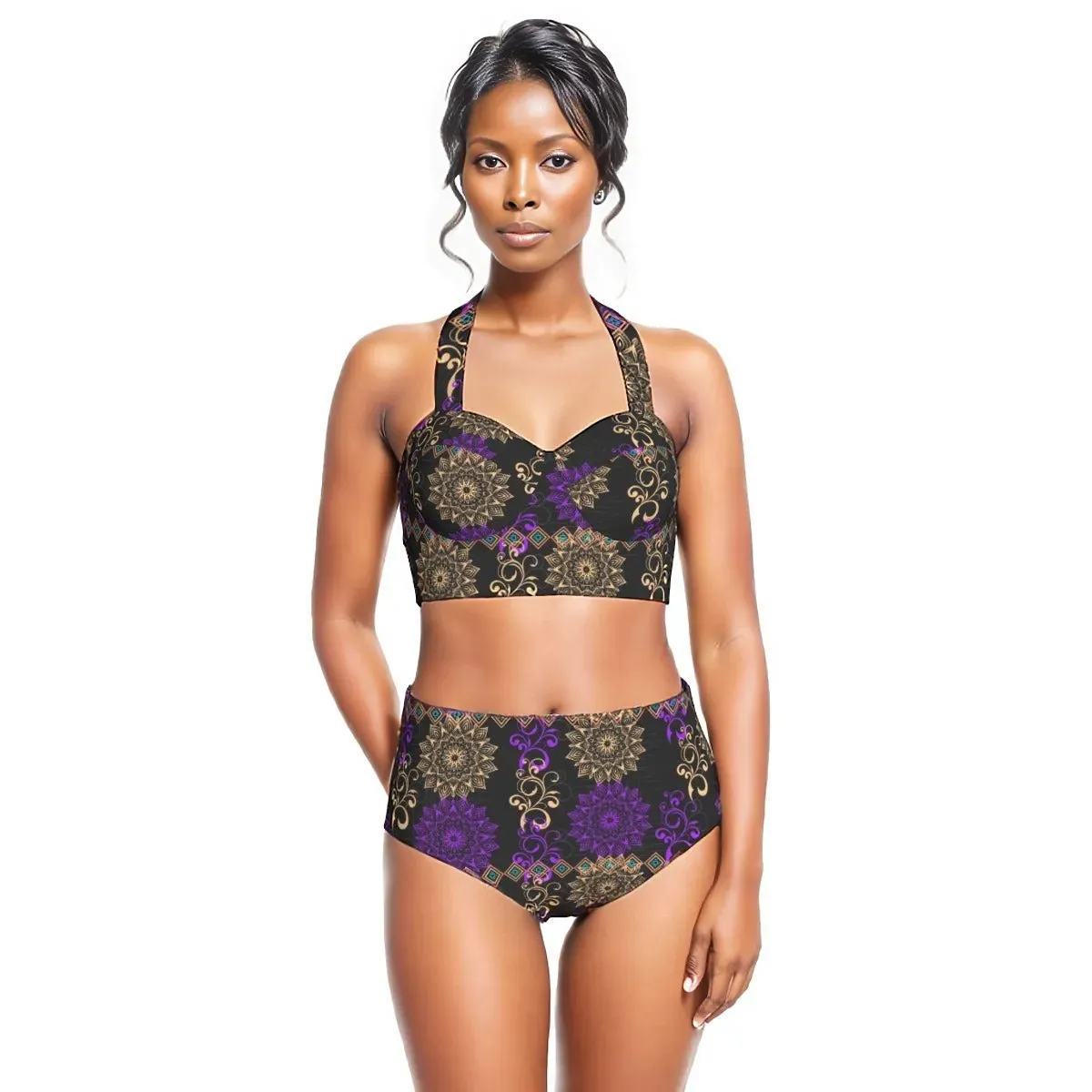 Royal Hues Women's Halter Top Swimsuit Set