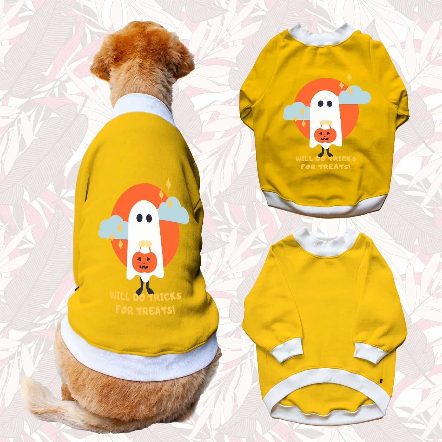 Ruse 'Basics' "Will Do Tricks For Treats" Printed Crew Neck Full Sleeve Sweatshirt For Dogs