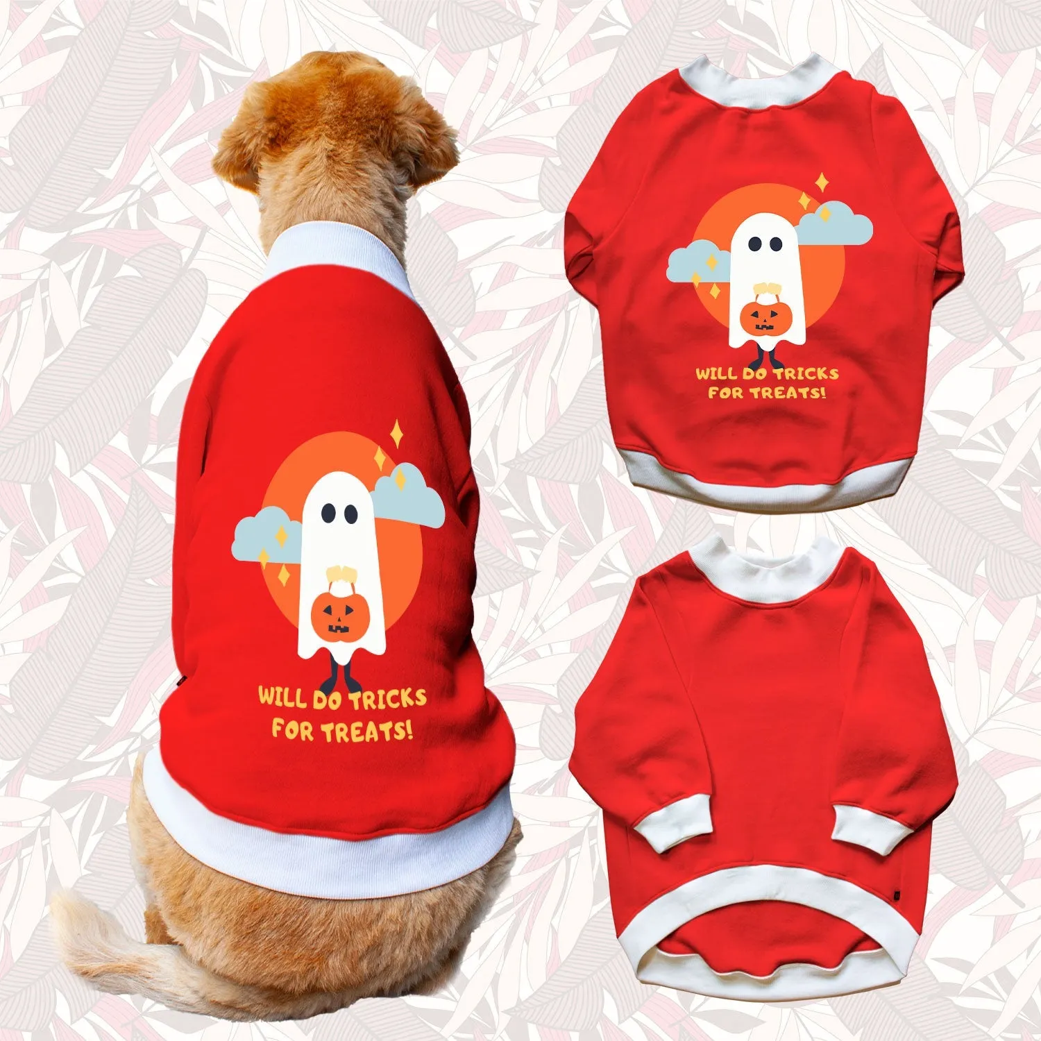 Ruse 'Basics' "Will Do Tricks For Treats" Printed Crew Neck Full Sleeve Sweatshirt For Dogs