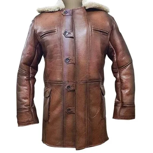 RW Authentic SheepSkin Bane Coat Brown Genuine Leather Coat Faux Shearling Costume