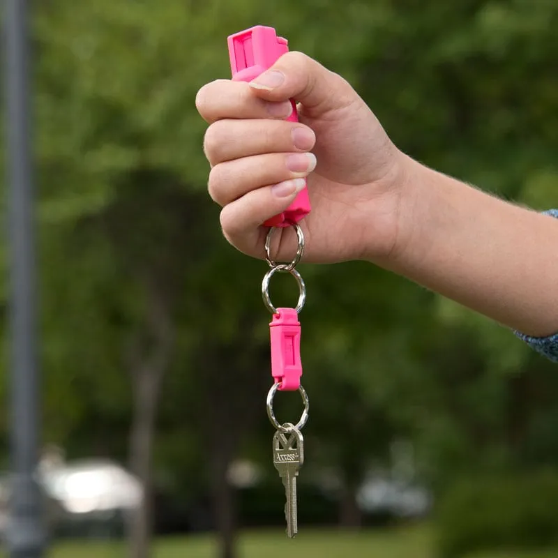 SABRE RED Pepper Spray Keychain with Quick Release Key Ring - Pink