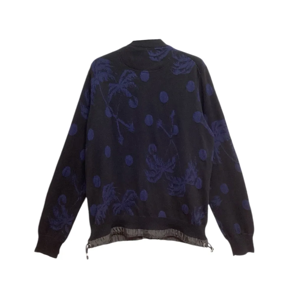 SACAI SUN SURF/PALM TREE KNIT CARDIGAN - BLACK/NAVY (20-02206M)