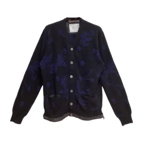 SACAI SUN SURF/PALM TREE KNIT CARDIGAN - BLACK/NAVY (20-02206M)