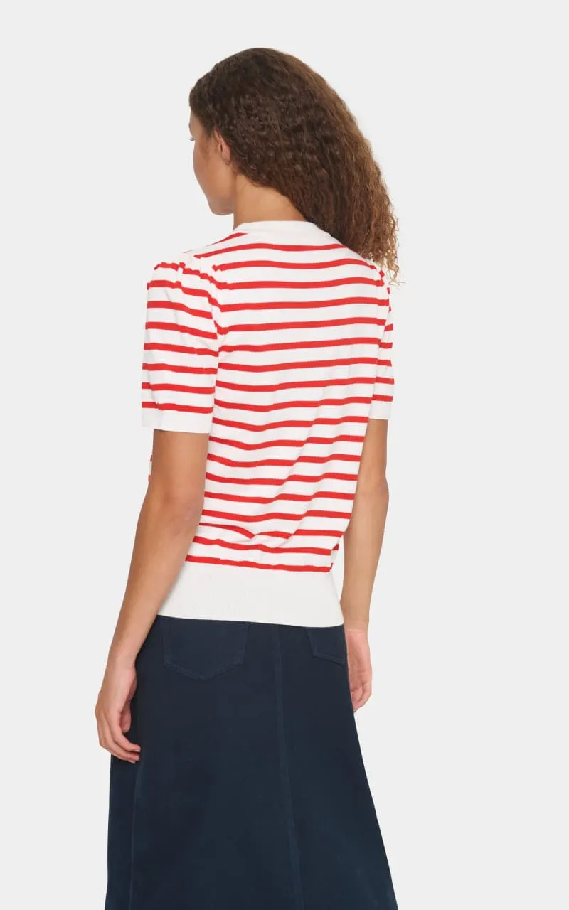 Saint Tropez- Mila Short Sleeve Stripe Pullover