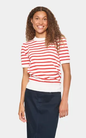 Saint Tropez- Mila Short Sleeve Stripe Pullover