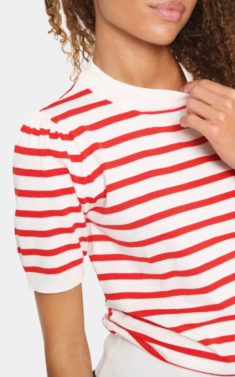 Saint Tropez- Mila Short Sleeve Stripe Pullover