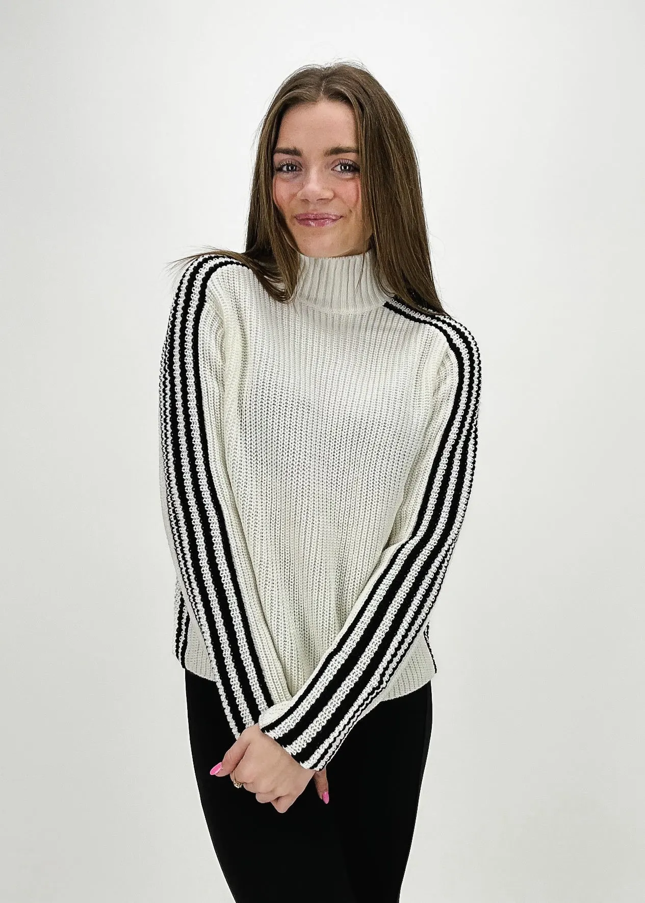 Sanctuary Clothing Sporty Stripe Mock Sweater