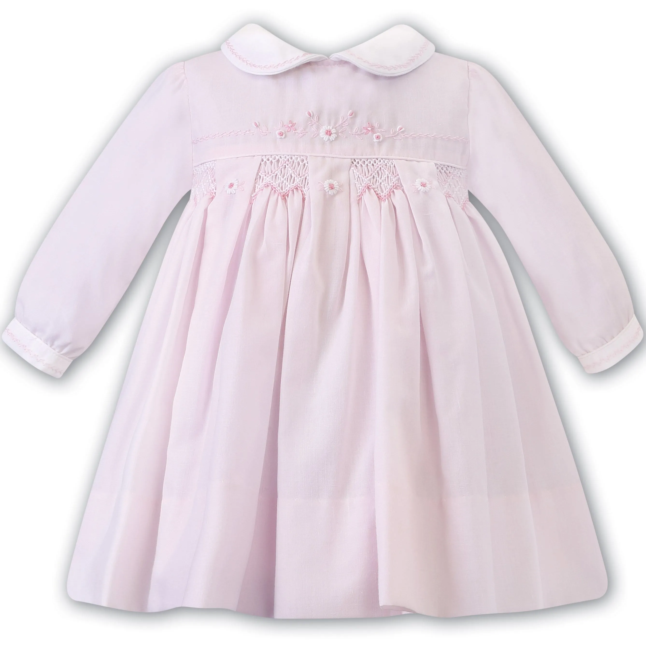 SARAH LOUISE -  Smocked Dress With Pleat Detail - Pink