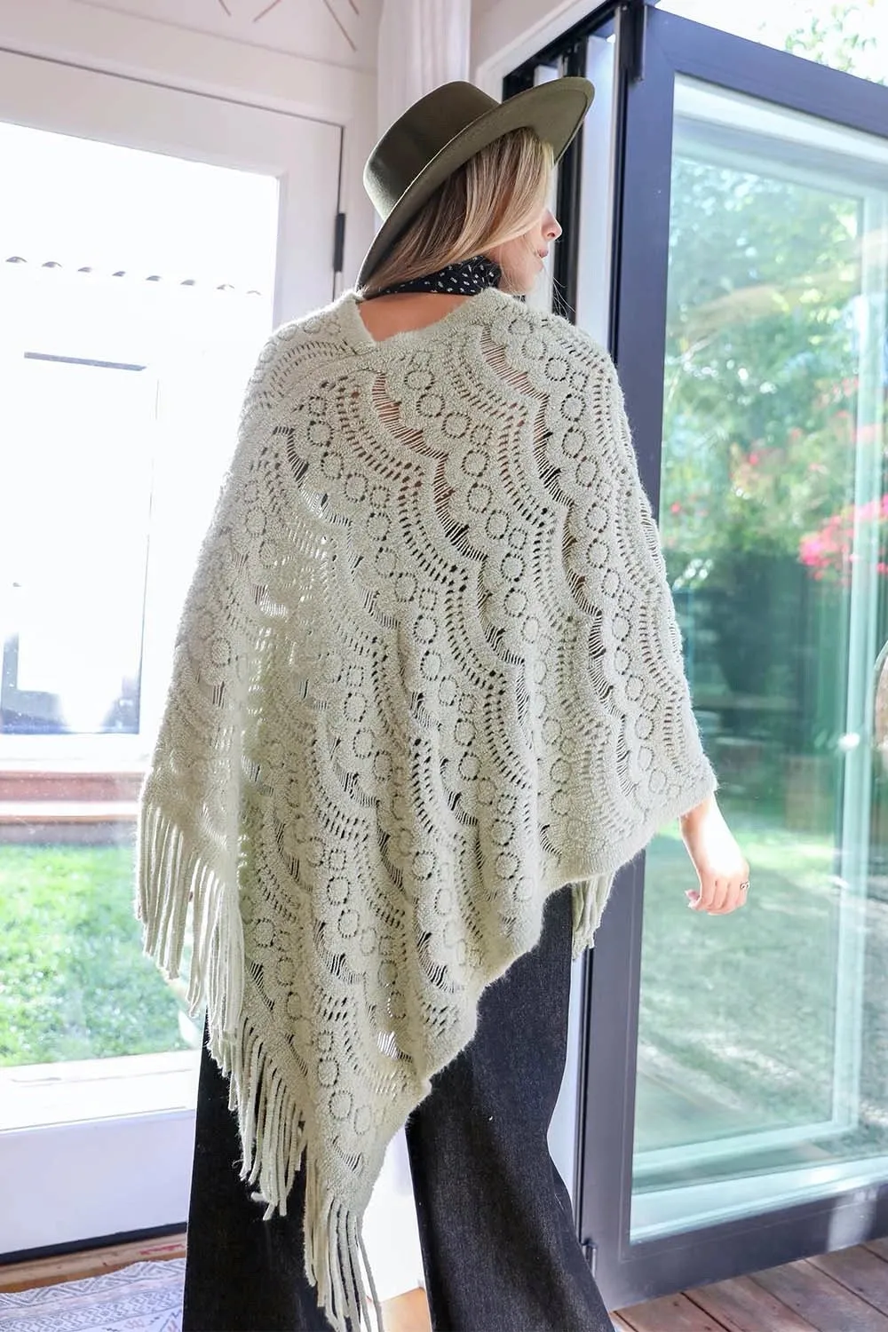 Scallop Knit Crochet Poncho