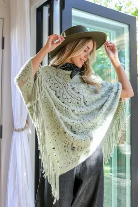 Scallop Knit Crochet Poncho