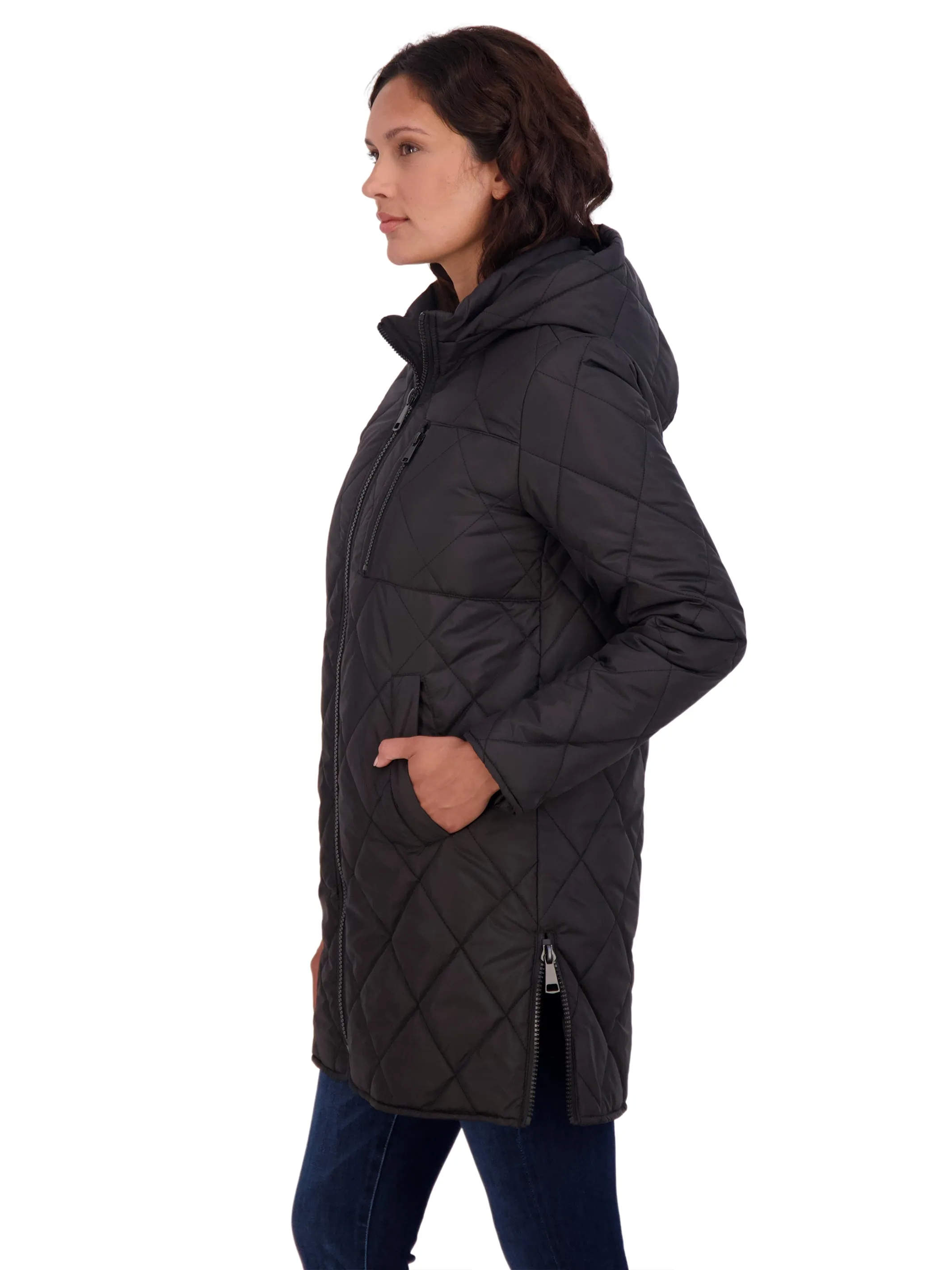 Sebby Junior's 3/4 Quilted Jacket with Hood