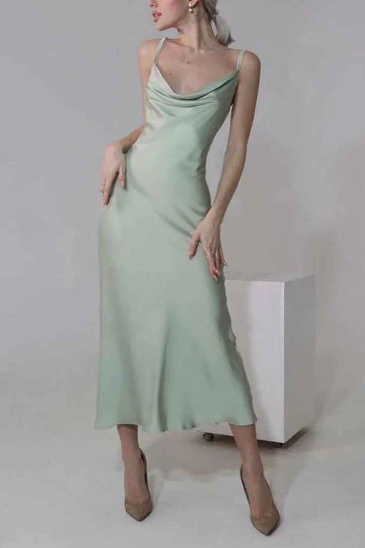 Sexy Sleeveless Midi Party Evening Dress