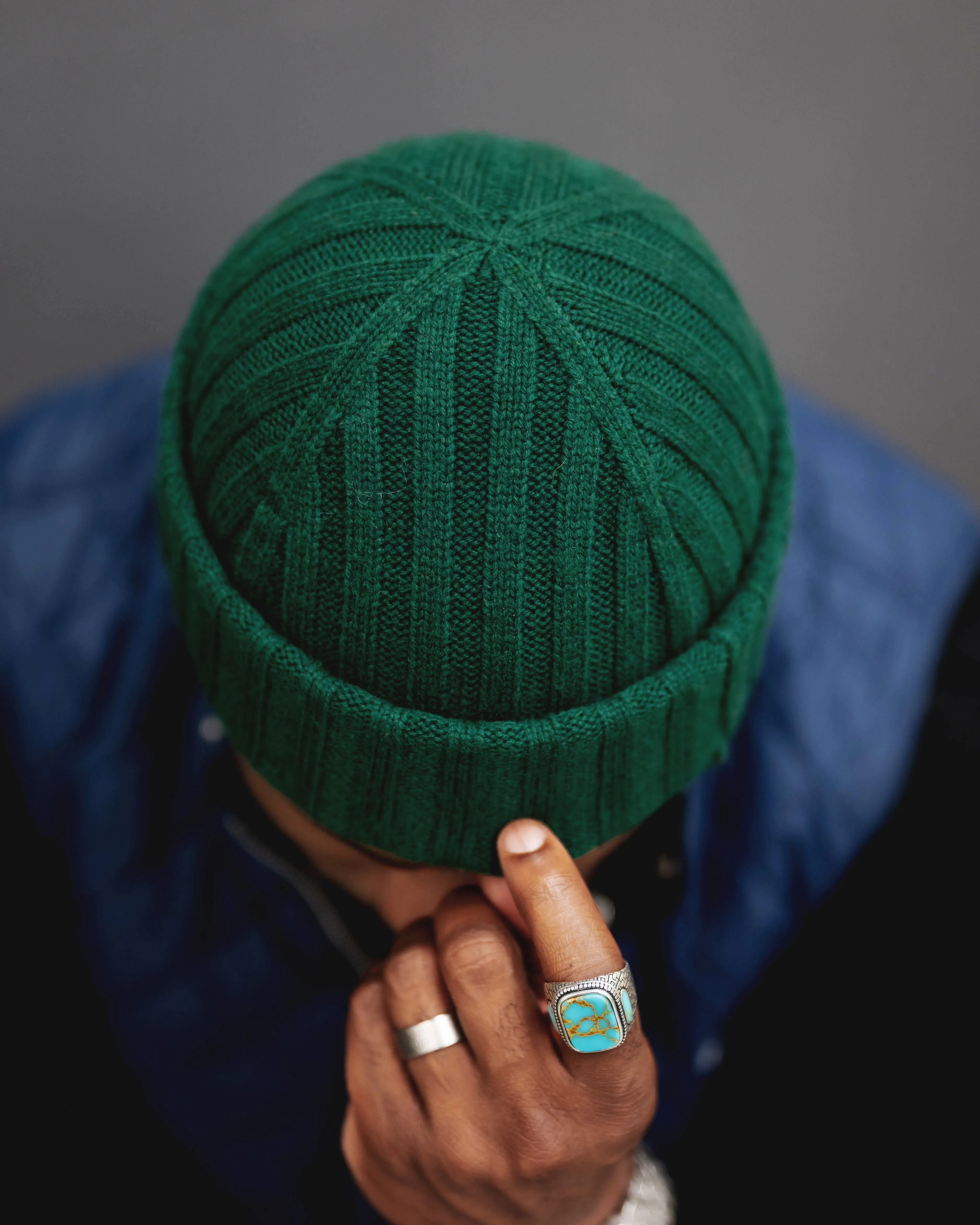 SG Cashmere   Merino Fisherman Beanie - Green