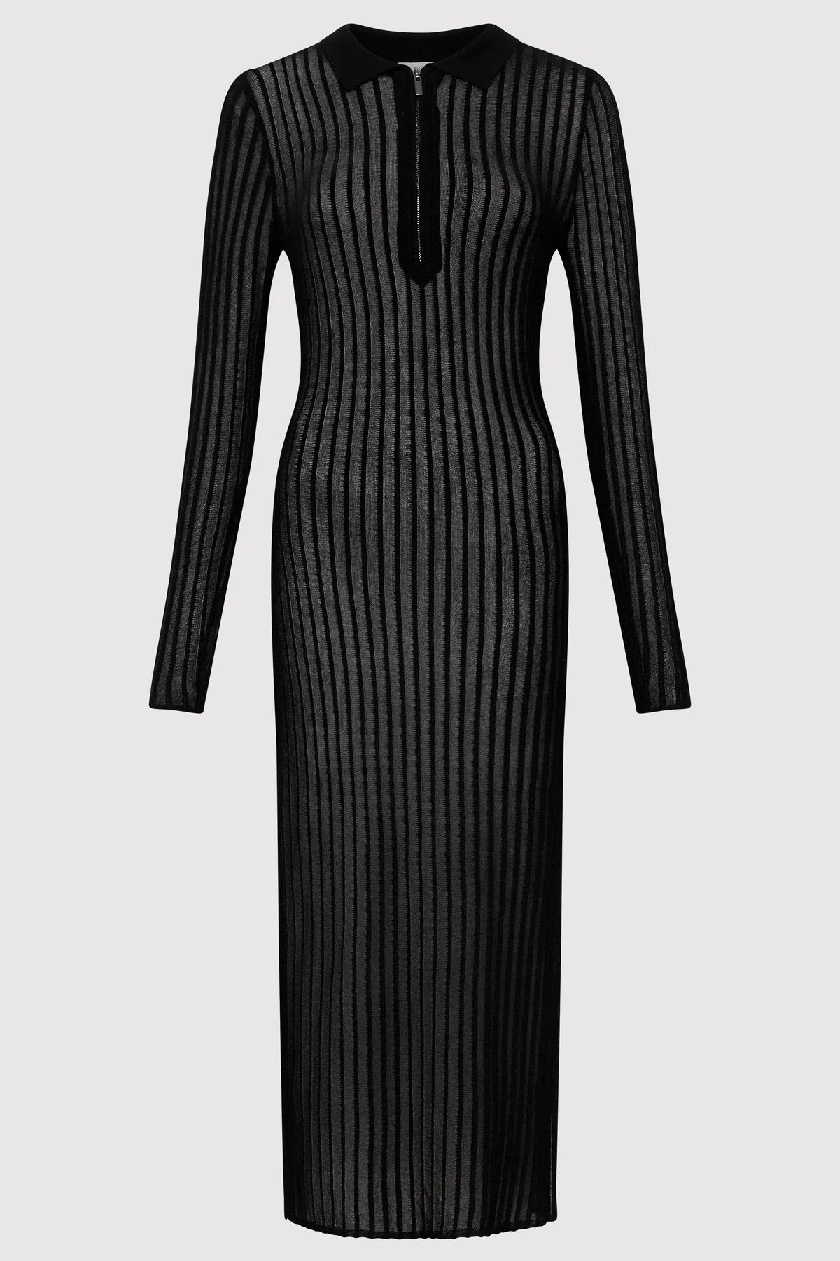 Sheer Stripe Dress - Black