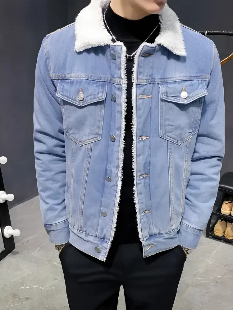 Sherpa Lined Denim Jacket Button Down