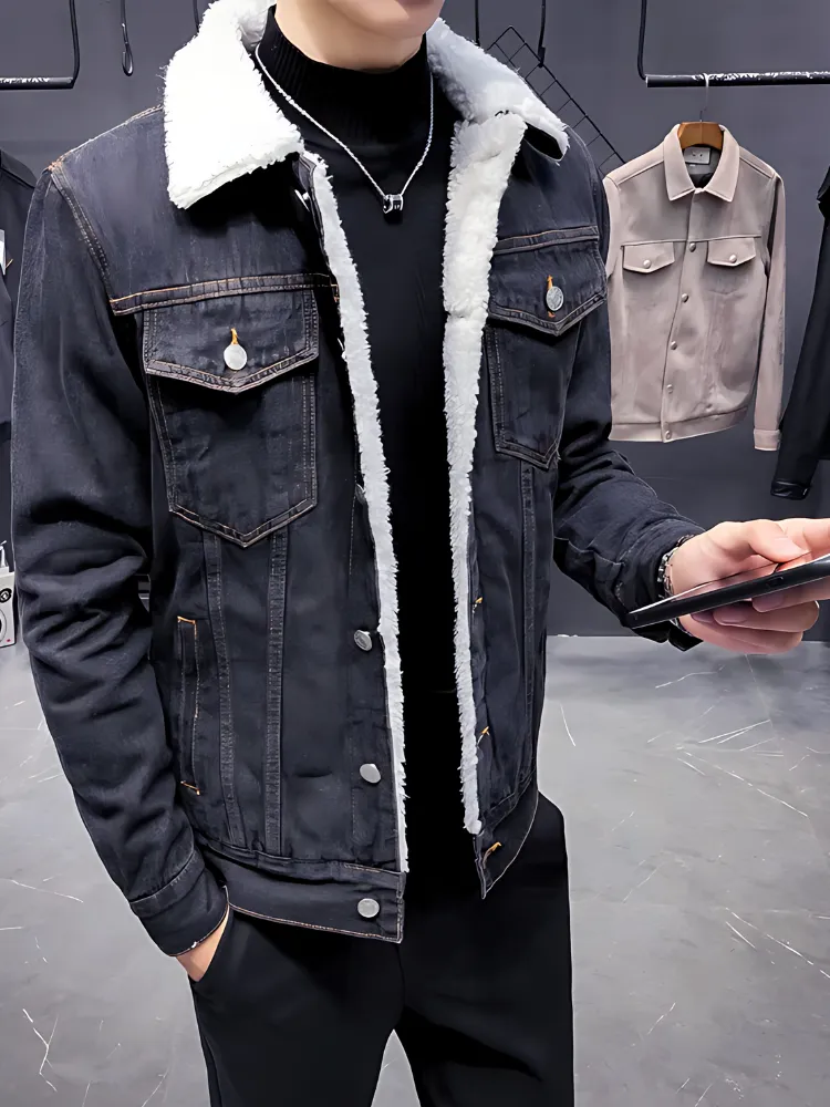 Sherpa Lined Denim Jacket Button Down