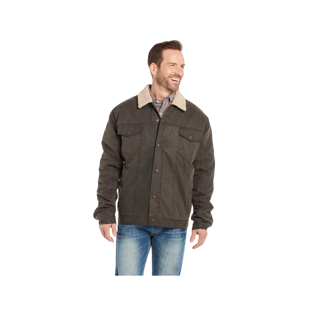 Sidran Men's Enzyme Snap Front Flannel Lined Sherpa Trim Concealed Carry Pocket Jacket