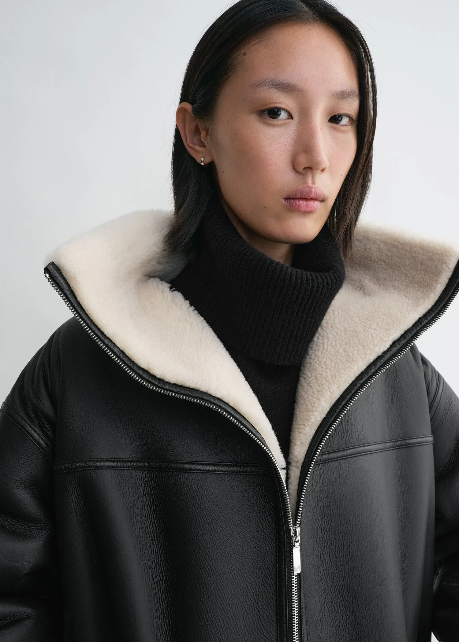 Signature shearling jacket black/off-white