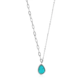 Silver Tidal Turquoise Mixed Link Necklace