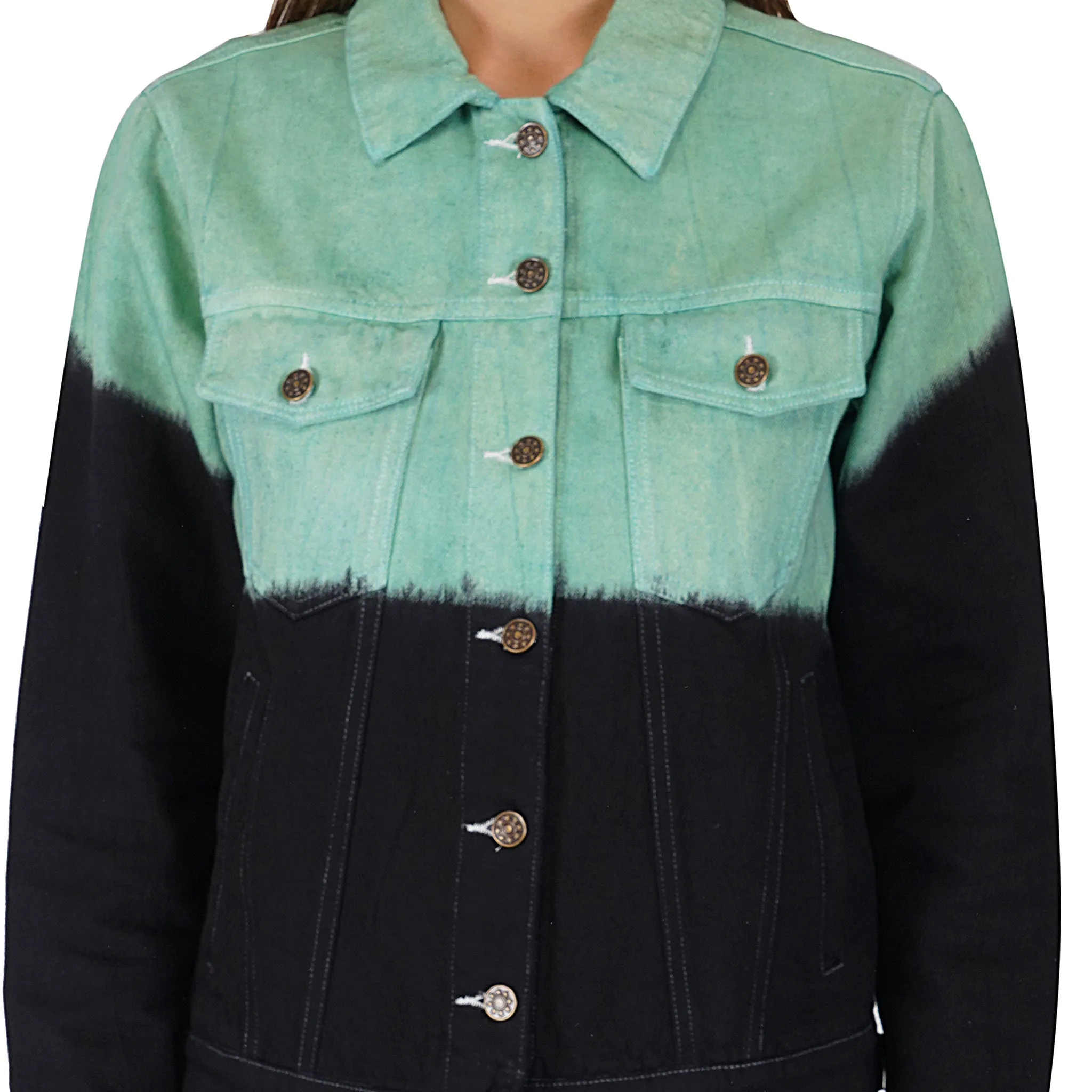 SLAY. Women's Green & Black Ombre Denim Jacket