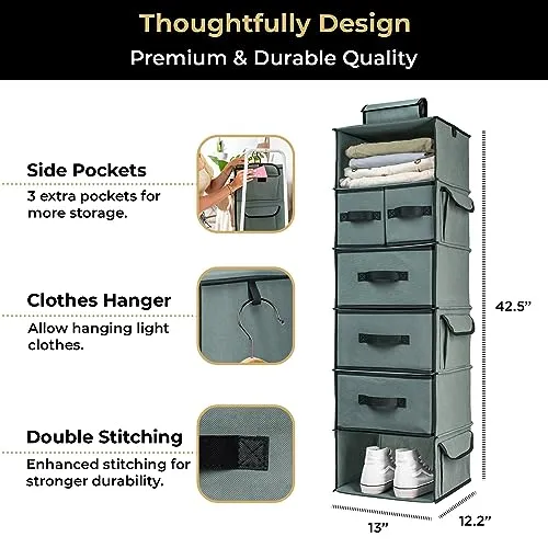 SMIRLY Hanging closet organizer and storage shelves, wardrobe clothes organizer for closet, storage organizer